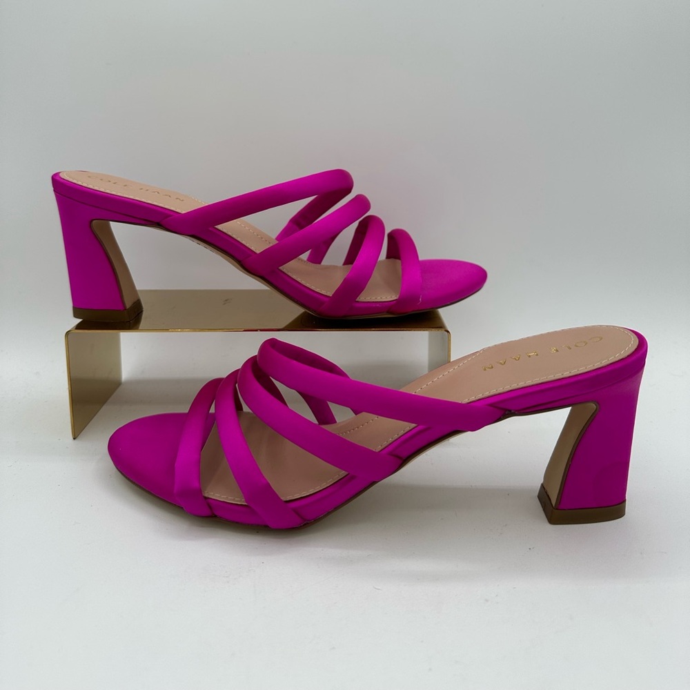 COLE HAAN Barbie Pink Satin Adella Sandal Heels | Size 8.5 - Picture 8 of 16